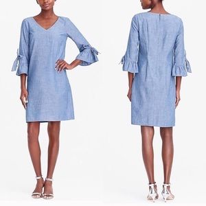 J. Crew Chambray Ruffle Sleeve Dress Size 6